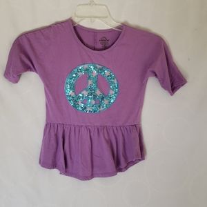 Girls purple & blue peace shirt size 7/8